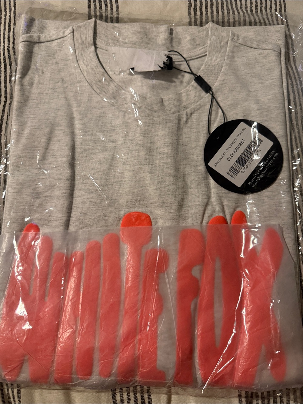 White Fox Boutique Heather Grey Tee with Coral Logo